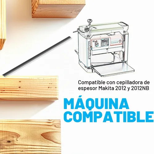 Vista 5 de Cuchillas cepilladoras de 12 pulgadas, repuesto HSS para modelos Makita 2012 y 2012NB, cepilladora de espesor, tratada térmicamente, doble filo