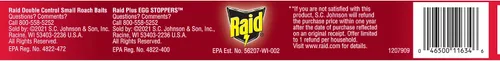 Vista 10 de Raid Cebos pequeños para cucarachas de doble control, además de tapones para huevos, resistentes a los niños, para uso en interiores, matan