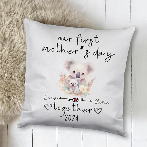 Vista 2 de Happy Mother's Day Koala Design, Personalised Pillow Case Decor for Home, Present for Mom, Grandmother, for Her