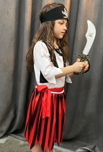 Vista 4 de KAKALVER Kids Pirate Costume for Girls Halloween Pirate Dress Up with Pirate accessories for Pirate Party Decorations Gifts