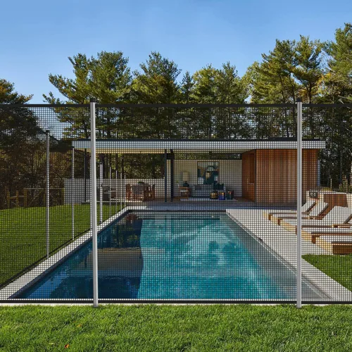 Vista 4 de Windscreen4less - Valla de seguridad para piscinas enterradas, valla de seguridad desmontable con mangas de postes, panel de valla de patio