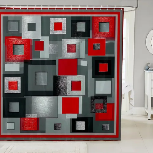 Vista 9 de Decorative White Baseball Shower Curtain Waterproof Polyester Fabric,Red Baseball Bat Bath Curtain Home Bathroom Decor Hanging Curtain with Hooks 72