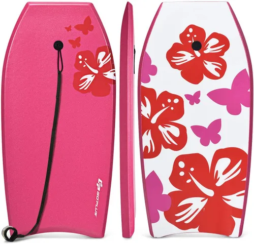 Vista 13 de Goplus Tabla de cuerpo ligera de 41/37/33 pulgadas para playa, tabla de surf con núcleo EPS, cubierta XPE, parte inferior lisa de HDPE, correa
