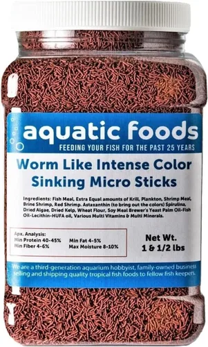 Vista 5 de Micro palitos de hundimiento de color intenso como gusano para disco, cíclidos, koi y peces de estanque, todos los peces tropicales... tarro de 4