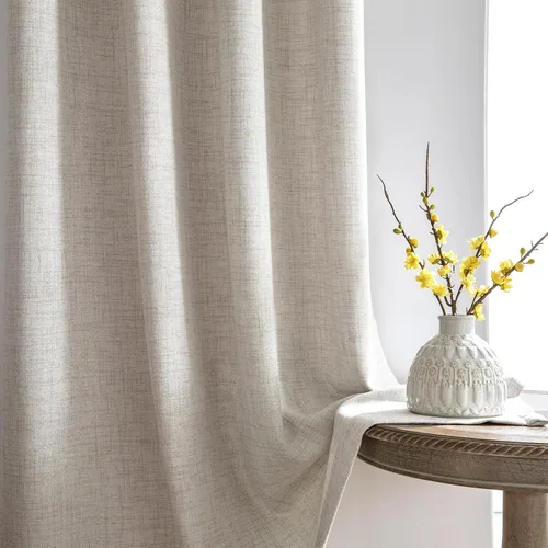 Vista 6 de Melodieux Cortinas de lino de 96 pulgadas de largo para dormitorio, cortinas de arpillera con textura de lino con bolsillo para barra, cortinas