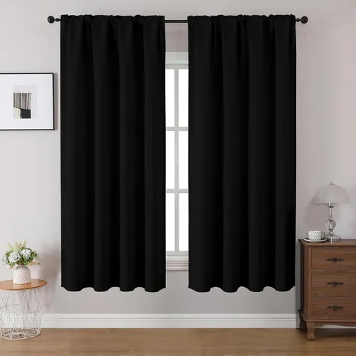 Vista 30 de CUCRAF Cortinas opacas de 45 pulgadas de largo, juego de 2 paneles para dormitorio, bolsillo para cortinero, cortinas de oscurecimiento