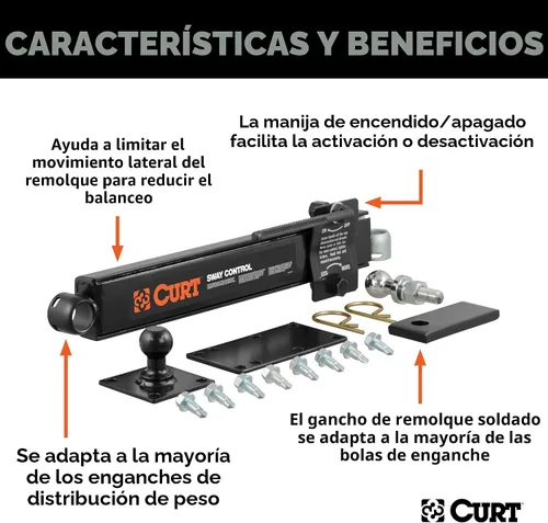 Vista 3 de CURT 17200 Kit de control de barra anti-balanceo para remolque