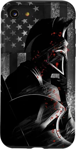 Vista 18 de Funda patriótica para iPhone 16 con bandera de Estados Unidos Spartan Warrior griego antiguo