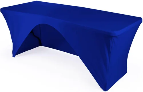 Vista 5 de LA Linen Mantel de elastano con respaldo abierto para mesa rectangular de 6 pies, 72 x 30 x 30 pulgadas, color negro