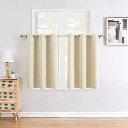 Vista 85 de ChrisDowa - Cortinas cortas para ventana de 40 pulgadas para dormitorio - Cortinas cortas con ojales y aislamiento térmico para oscurecer