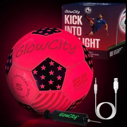 Vista 12 de GlowCity Balón de fútbol que brilla en la oscuridad - Tamaños 3, 4, 5 para niños, adolescentes y adultos - Balón de fútbol que se ilumina con 2