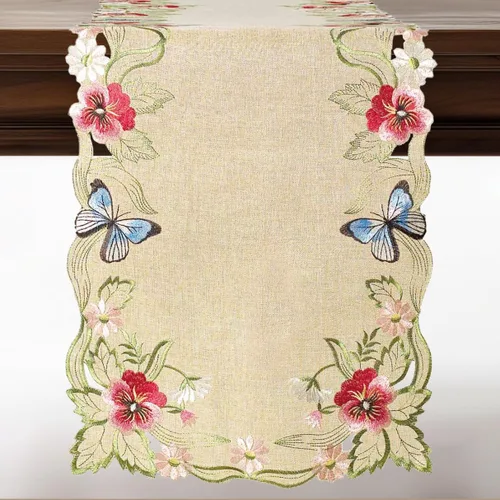 Vista 17 de DECOZEN Camino de Mesa Navideño Dorado con Ciruela – Bufanda Decorativa Bordada para Comedor y Tocador para Mesas Navideñas, Bodas y Fiestas – 14 x