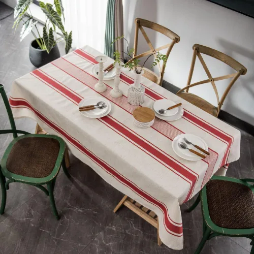 Vista 7 de ArtBud Mantel blanco y azul de lino de algodón, suave, lavable, para fiestas, café, cocina, decoración de rayas