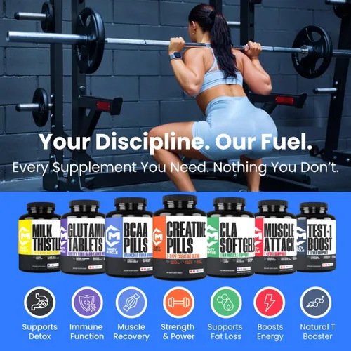 Vista 5 de Cápsulas de creatina, 5g Premium 3X ThreeAtine Pre Workout, Ganador de masa muscular a granel, Creatina monohidrato de alta absorción fácil