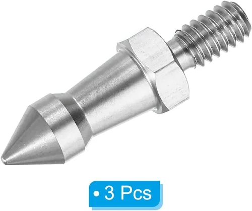 Vista 3 de PATIKIL Pico de trípode de rosca de 1/4 pulgadas, paquete de 3 trípode de cámara de tornillo de espiga de acero inoxidable adaptador de montaje