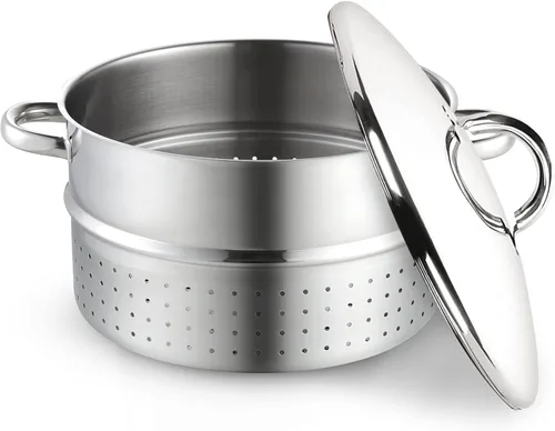 Vista 5 de Cook N Home Basics Exprimidor de jugo para enlatado con extractor, con sartén para agua/cocción, sartén para jugo, colador/sartén de carga, tapa