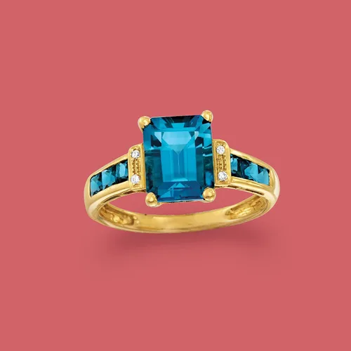 Vista 4 de Ross-Simons 300 ct tw London Blue Topaz Ring in 14kt Yellow Gold