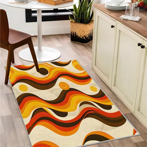 Vista 33 de Alfombra retro con flores, alfombra vintage de 2 x 3 pies, lavable antideslizante, para interiores, para entrada, entrada, cocina, mesita de noche