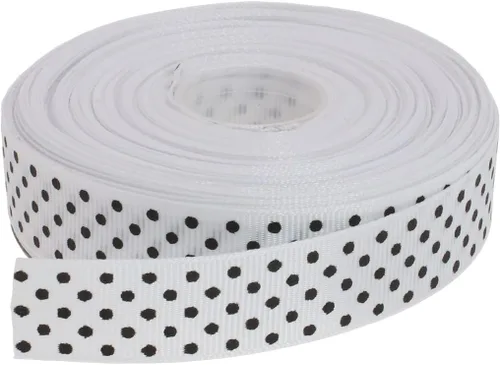 Vista 13 de Cinta de grogrén de lunares de 25 yardas cada rollo 100% poliéster (1 pulgada, beige)