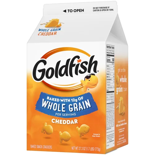 Vista 14 de Goldfish Galletas de queso cheddar, horneadas con grano entero, caja de 27.3 onzas