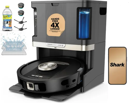 Vista 13 de Shark PowerDetect NeverTouch, Autovaciado y Autollenado, Robot Aspirador y Mopa sin Bolsa, Capacidad de Suciedad de 30 Días, Base HEPA, Tanque