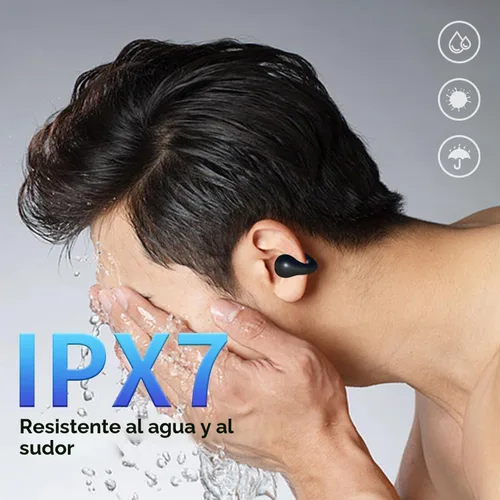 Vista 4 de Auriculares de Conducción Ósea de Oído Abierto Bluetooth 5.3 Auriculares Inalámbricos Clip-On con Pantalla Digital Estuche de Carga 60 Horas