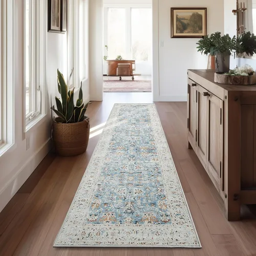 Vista 28 de jinchan Alfombra de entrada de 2 x 3 pulgadas, lavable, diseño floral vintage, tapete pequeño para interiores, bohemio, ligero, delgado