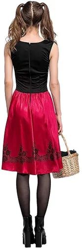 Vista 6 de Disfraz de Caperucita Roja para mujer vestido de fiesta de Halloween con capa para Halloween y Navidad