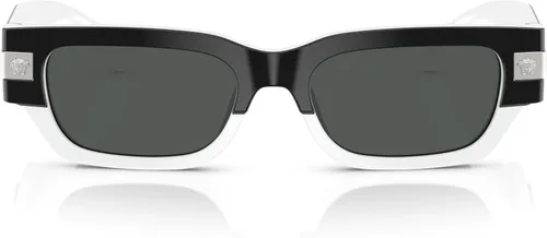 Vista 2 de Versace Gafas de sol para hombre, montura negra, lentes gris oscuro, 2.087 in