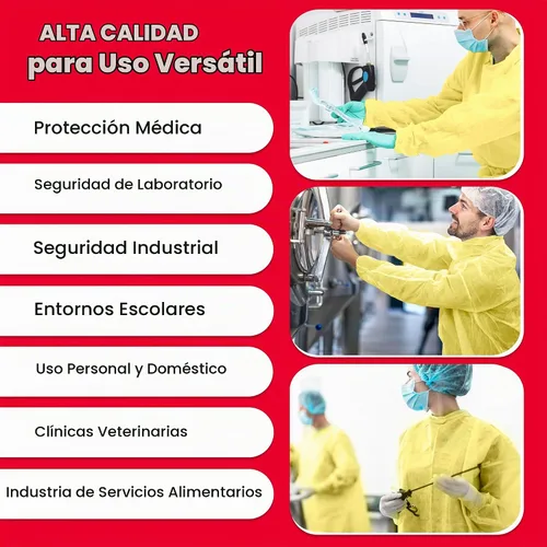 Vista 6 de Bata de aislamiento amarilla Ever Ready First Aid DYN2141-X10 con puños elásticos, cantidad universal (paquete de 10)