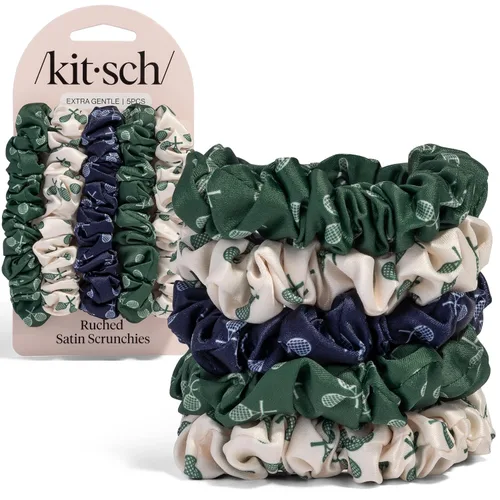Vista 23 de Kitsch - Coleteros de satén para mujer, bandas para el cabello sin daños, cameo, 5 piezas Wake Up Frizz-Free, No Crease Hair Ties, Softer Than