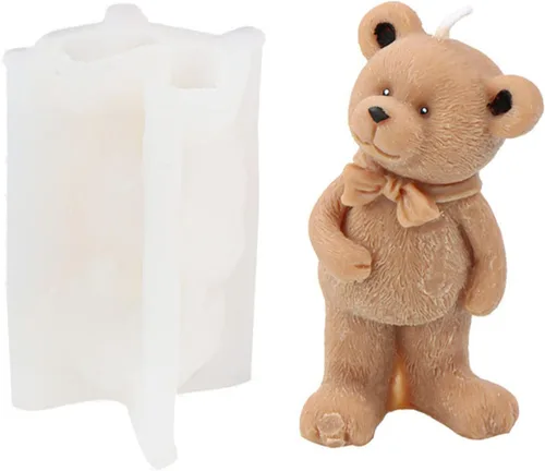 Vista 8 de Molde de silicona en forma de oso lindo Kit de fabricación de velas DIY moldes de chocolate para derretir cera