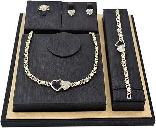 Vista 3 de Giffor Juego de joyas con relleno de oro de 14 quilates para mujer aretes con pulseras regalos Metal