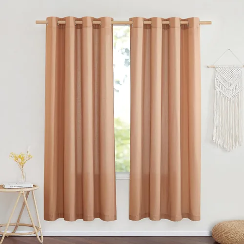 Vista 55 de NICETOWN - Cortinas de lino angora para ventana de cocina sobre el fregadero, con ojales, lino grueso angora, tratamientos cortos para ventanas