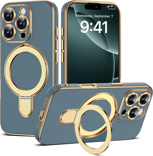 Vista 44 de Funda compatible con iPhone 12 con soporte de anillo magnético invisible [compatible con Mag-Safe] [Protector completo de lente de cámara] Funda
