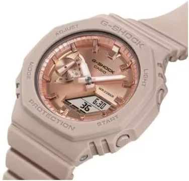 Vista 4 de G-Shock Casio Nuevo Mujeres Oro Rosa Serie 2100 GMAS2100MD-4A, Rosado, Casual