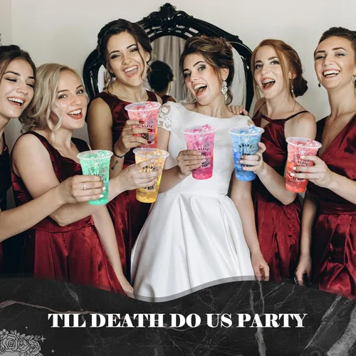 Vista 6 de Norme 24 vasos de plástico transparente de 17 onzas para despedida de soltera Till Death Do Us, decoraciones de despedida de soltera, vasos