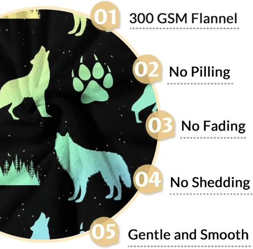 Vista 4 de Manta de lobo para regalar – Manta de 30 x 40 pulgadas para adultos y niños, manta de felpa suave arcoíris para sofá y viajes