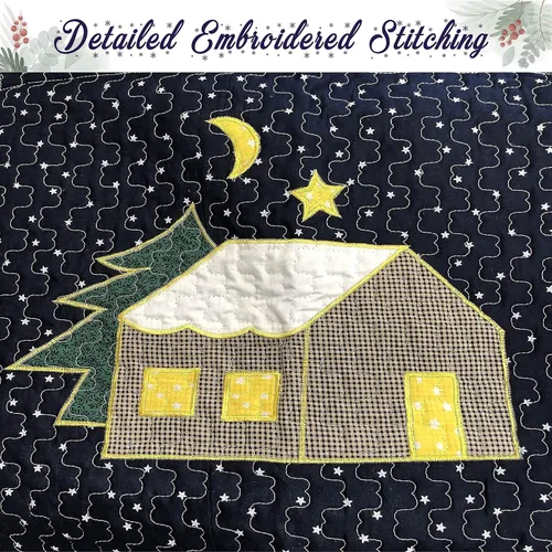 Vista 8 de Cozy Line Home Fashions Juego de ropa de cama reversible con diseño de retazos de Navidad, color azul marino, silencioso, cielo estrellado, cabaña