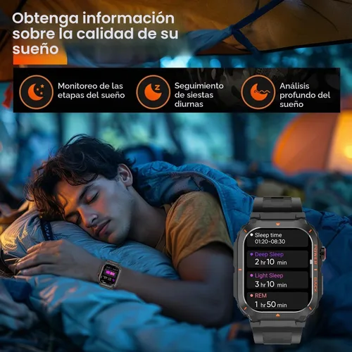 Vista 6 de Reloj inteligente militar con GPS para hombre, presión / altitud/brújula, reloj inteligente de fitness para teléfonos Android y iPhone, rastreador