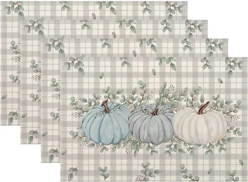 Vista 24 de Juego de 4 manteles individuales florales de 12 x 18 pulgadas, diseño de flores silvestres, acuarela, lavables, manteles decorativos de tela de lino
