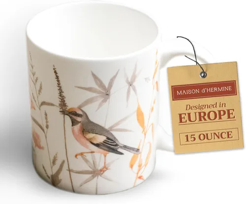 Vista 70 de Maison d' Hermine Taza de café con asas, tazas de porcelana fina de hueso, paquete de una taza de té para bebidas calientes, capuchino, latte