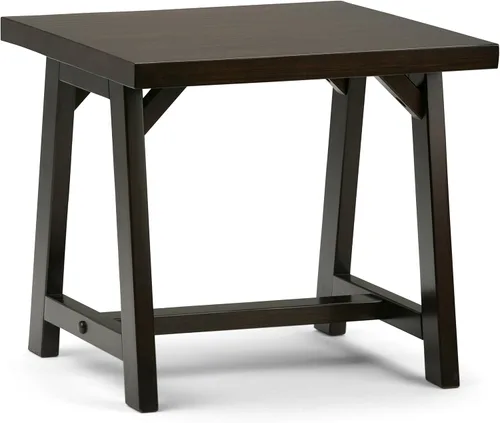 Vista 20 de Simpli Home - Sawhorse - Mesa de centro, color castaño oscuro., Pino, Distressed Grey