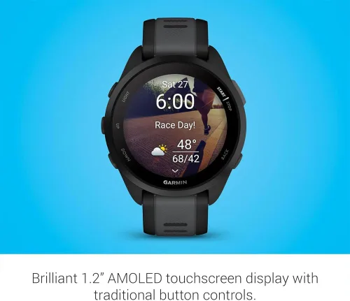Vista 7 de Garmin 010-02863-20 Forerunner 165 Reloj Deportivo Inteligente, Negro + Gris Pizarra Modelo de Socio Oficial de EE.UU. Paquete con Protector