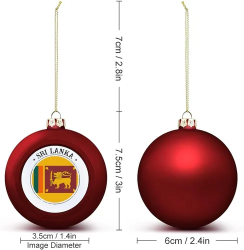 Vista 2 de Adorno de bola de Navidad de Sri Lanka, bandera de las naciones, adornos de bola de bandera de Sri Lanka, recuerdo colgante para Navidad