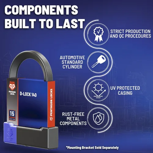 Vista 3 de PENTAGON Bike U Lock - Candado antirrobo patentado de alta resistencia ULock - Ultra ligero vendido seguro oro bicicleta seguridad D bloqueo