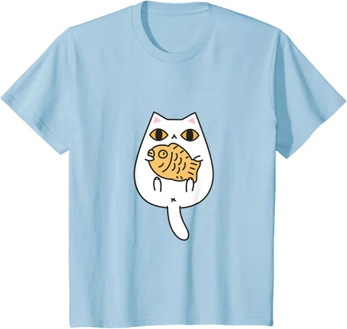 Vista 10 de Lindo gato playera Taiyaki y gato camisa Blanco