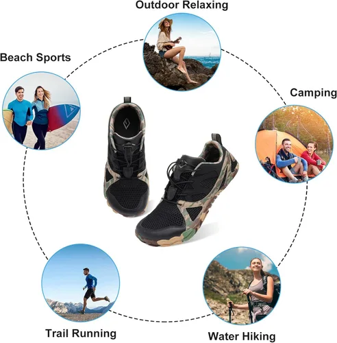 Vista 7 de Lefflow Zapatos de agua de senderismo para mujer, minimalistas, para playa, piscina, caminar, zapatos deportivos Caja de punta ancha