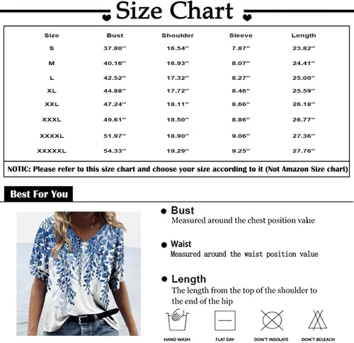 Vista 5 de Camisas para mujer, camisetas de moda Y2K Otoño A Line, diseños de cumpleaños, camisetas de manga corta, cuello en V, camiseta floral de algodón
