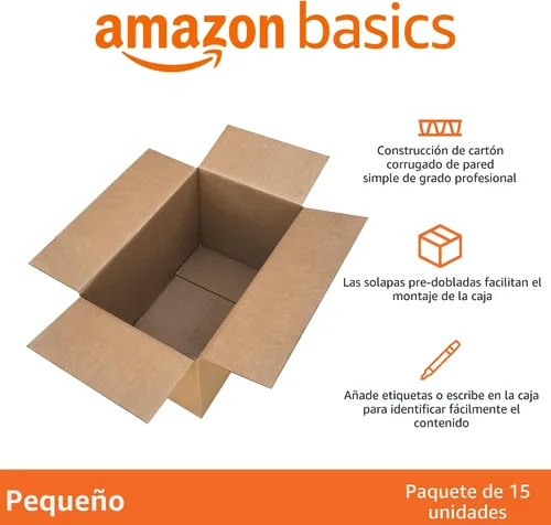 Vista 2 de Amazon Basics Cajas de cartón para mudanzas, paquete de 15, pequeñas, marrones, 16 x 10 x 10 pulgadas Para embalaje y envío